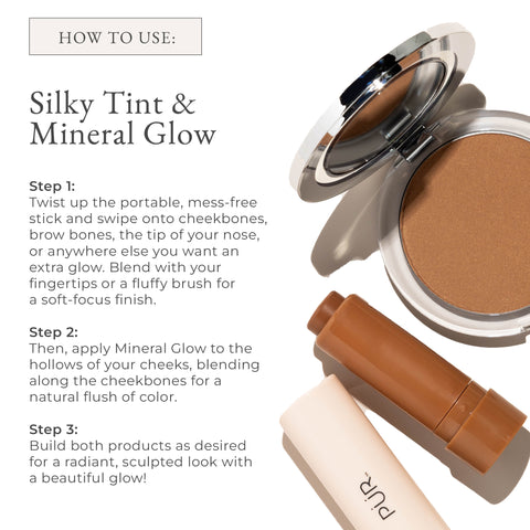 PUR Silky Tint Creamy Multitasking Stick w/ Blush Duo Mineral Glow + Bronze Babe