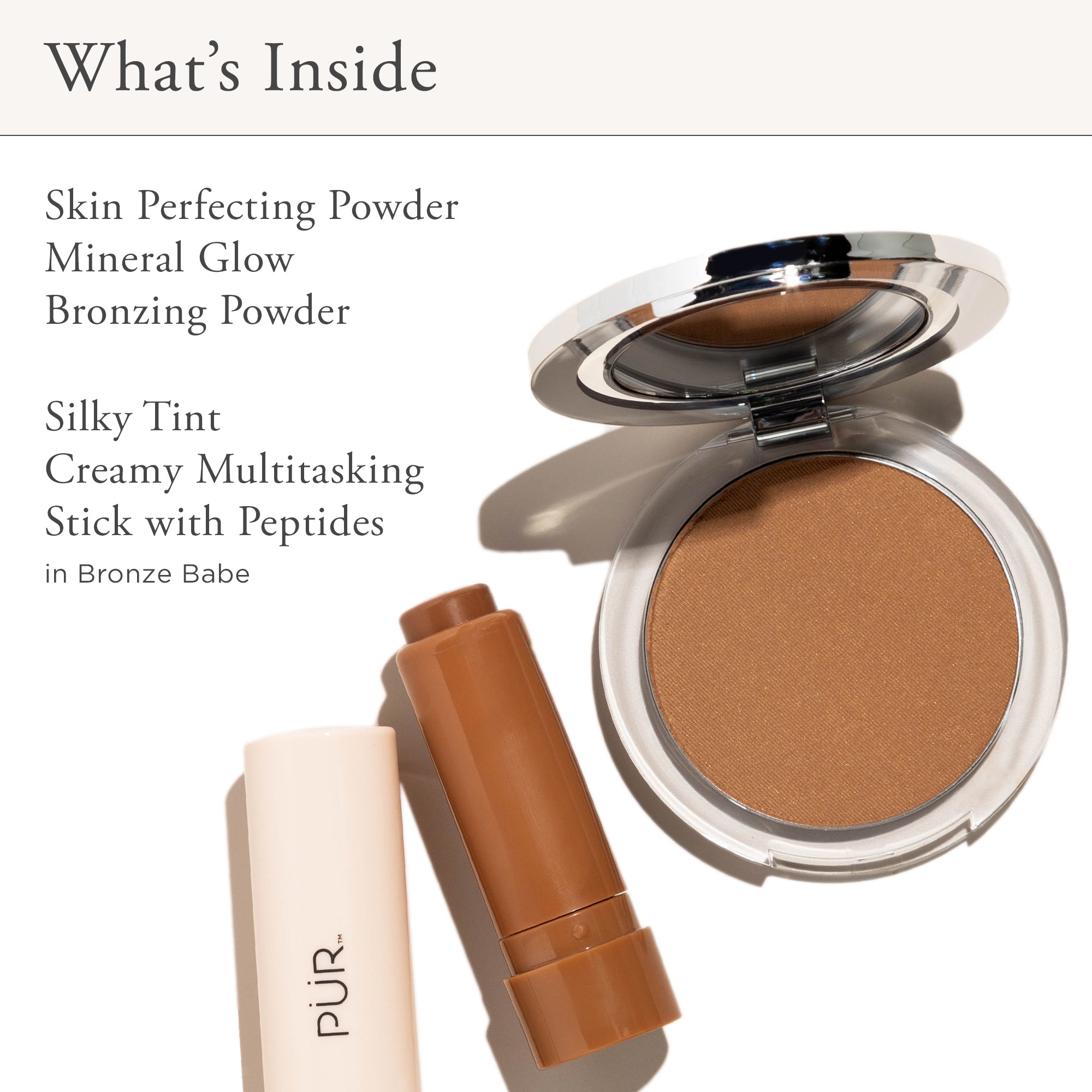 PUR Silky Tint Creamy Multitasking Stick w/ Blush Duo Mineral Glow + Bronze Babe