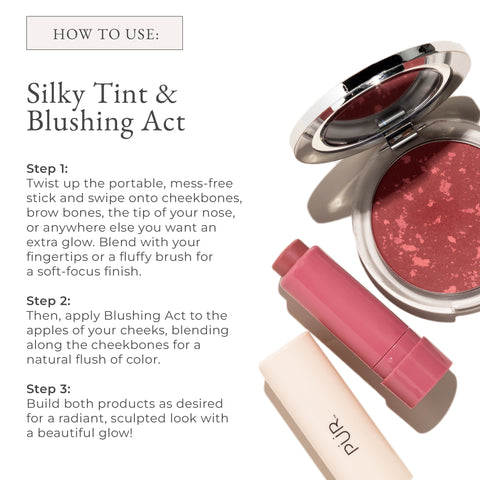 PUR Silky Tint Creamy Multitasking Stick w/ Blush Duo Berry Best + Berry Beautiful Blushing Act